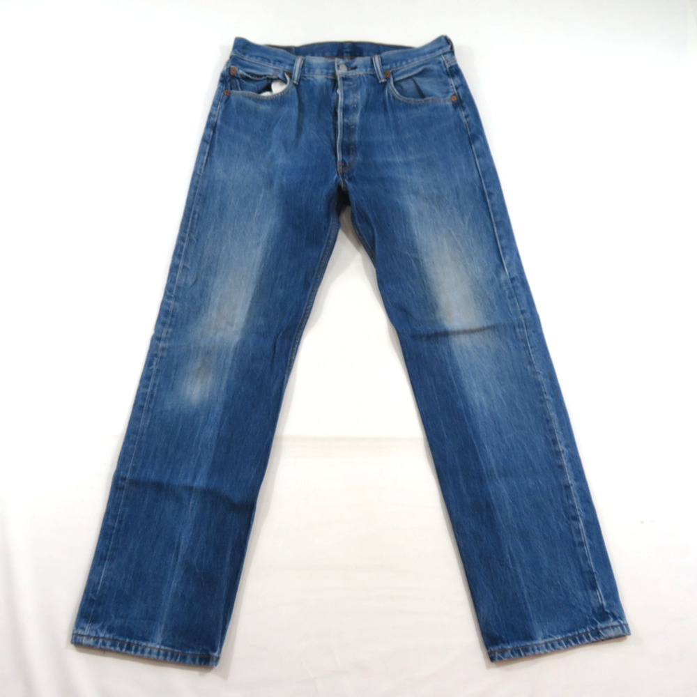 Levi's 501 Button Fly Jeans Blue Sz 36x32 Measured 34x32
